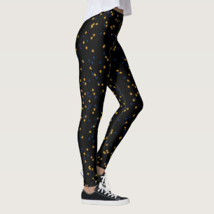 Leggings Décontracté Night Out Blue Gold Stars