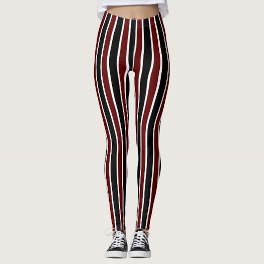 Leggings Décor blanc marron noir vertical sur (Devant)