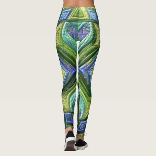 Leggings Décor bleu bleu vert doré (Dos)