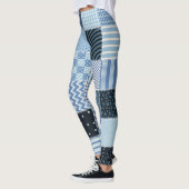 Leggings Décor de courtepointe, patchwork géométrique, tons (Gauche)