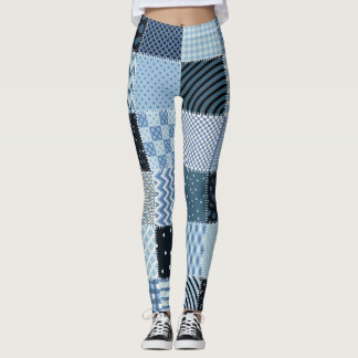 Leggings Décor de courtepointe, patchwork géométrique, tons