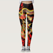 Leggings Décor de feu de dragon sur (Devant)