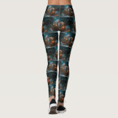 Leggings Décor de Noël russe Blue Cat Snowy Sleigh (Dos)