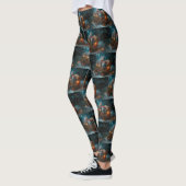 Leggings Décor de Noël russe Blue Cat Snowy Sleigh (Gauche)