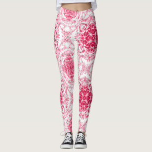 Leggings Décor en dentelle blanche rose et romantique