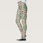 Leggings Décor kaléidoscope beige turquoise (Gauche)