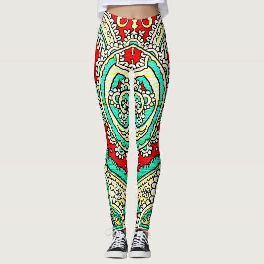 Leggings Décor néon arabesque : style années 80. (Devant)