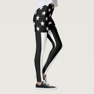 Leggings Décor noir et blanc de bannière étoilée dessus