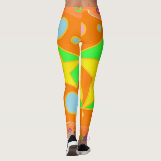 Leggings Décor vert orange clair et jaune (Dos)