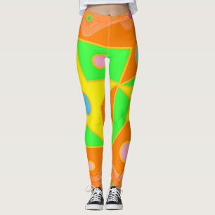 Leggings Décor vert orange clair et jaune
