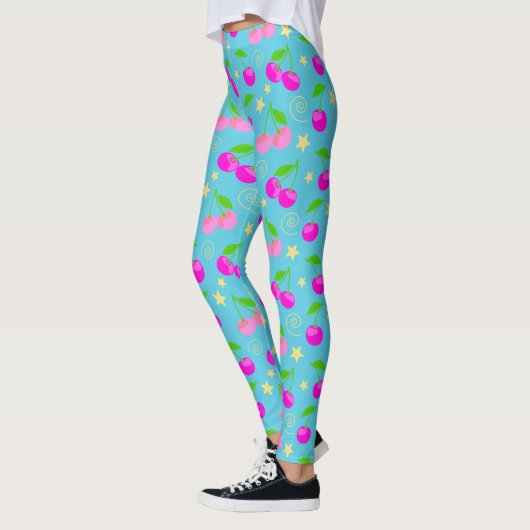 Leggings Decora Kei Rainbow Cherry Pattern (Gauche)