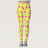 Leggings Decora Kei Rainbow Cherry Pattern Yellow (Devant)