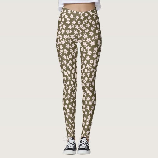 Leggings Decorative Retro Japanese Floral Pattern (Devant)