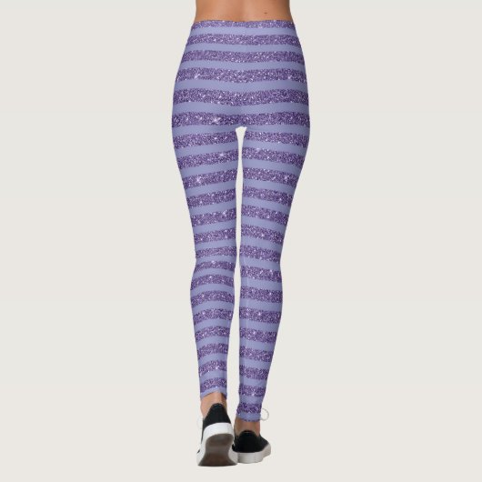 Leggings Deep Amethyst Glitter Style Horizontal Stripes  (Dos)