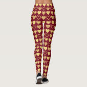 Leggings Deep Burgundy Luxury Hearts Valentine Gift (Dos)