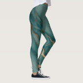 Leggings Deep Teal Marble + Gold Veins Luxury Fit Hand Sewn (Droite)