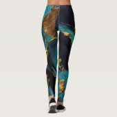 Leggings Deep Teal Marble with Bold Gold Veins (Dos)