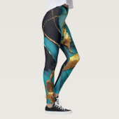 Leggings Deep Teal Marble with Bold Gold Veins (Droite)