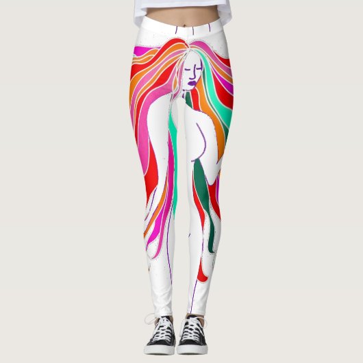 Leggings Déesse aux cheveux longs multicolores Thunder_Cove (Devant)