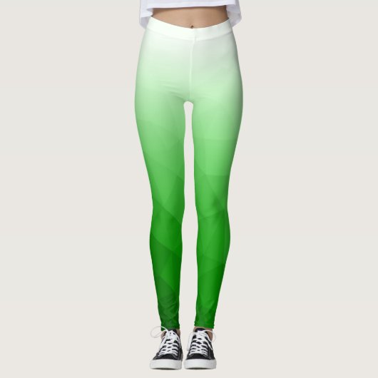 Leggings Dégradé blanc vert clair Motif de maille de géomét (Devant)