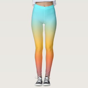 Leggings Dégradé de coucher de soleil aqua pastel ombré dou