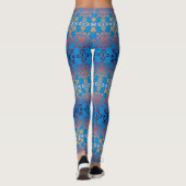 Leggings Dégradé de damas bleu orange (Dos)
