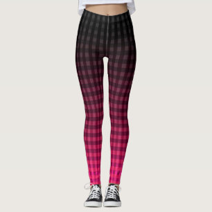 Leggings Dégradé de motif rouge et noir à damiers