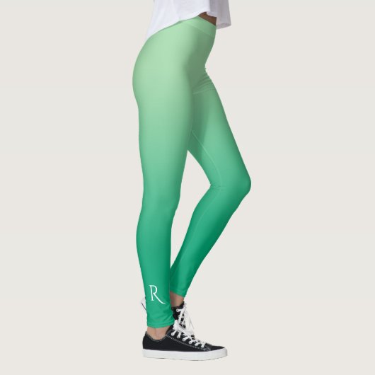 Leggings Dégradé de vert clair à vert foncé avec monogramme (Droite)