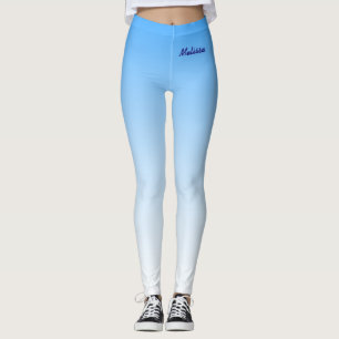 Leggings Dégradé minimal avec votre nom sur le bleu ciel