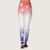 Leggings Dégradé rouge, blanc et bleu avec étoiles (Dos)