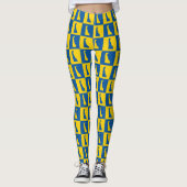 Leggings Delaware Pop Art motif bleu or (Devant)