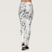 Leggings Délicat art en fleurs de cerises en monochrome (Dos)