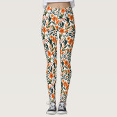 Leggings Delicate Spring Flowers Orange Floral Pattern  (Devant)