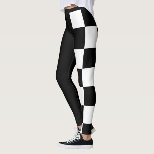 Leggings Demi-chèque noir et blanc (Gauche)