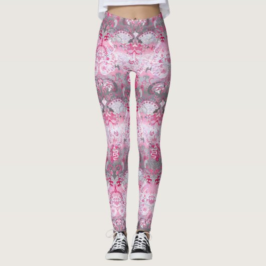 Leggings Demigirl Dragon Damask - Stylish Pride Flag Couleu (Devant)