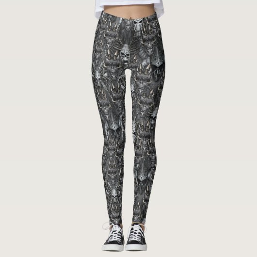 Leggings Démons gothiques et crânes Diable Gamers satanique (Devant)
