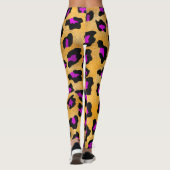 Leggings d'Empreintes de léopard noirs et violets  (Dos)