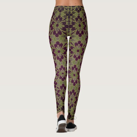 Leggings d'énergie à fleurs violettes (Dos)