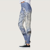 Leggings Dénim bleu déchiré : texture de jeans. (Gauche)