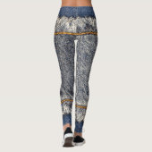 Leggings Denim Blue Jeans : Décontracté Double Patch (Dos)