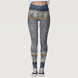 Leggings Denim Blue Jeans : Décontracté Double Patch