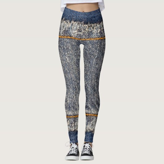 Leggings Denim Blue Jeans : Décontracté Double Patch (Devant)