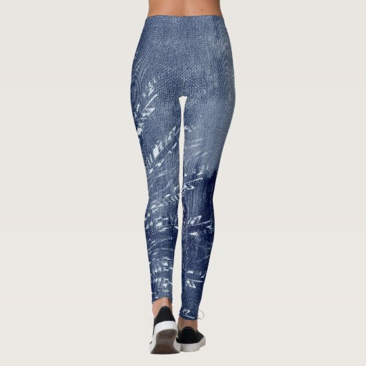 Leggings Denim Blue & White Mandala Mix Design (Dos)