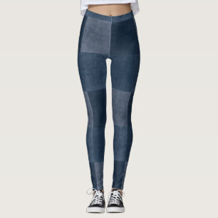 Leggings Denim Blues - Jeans Patchés amusants - Jeggings Lo