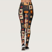Leggings Denim Folk Art Quilt Motif | Patch d'automne rusti (Dos)