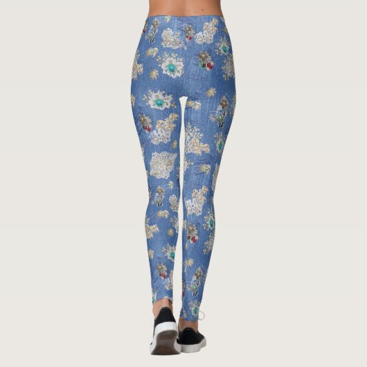 Leggings Denim Jean poches, chatons et dentelle (Dos)