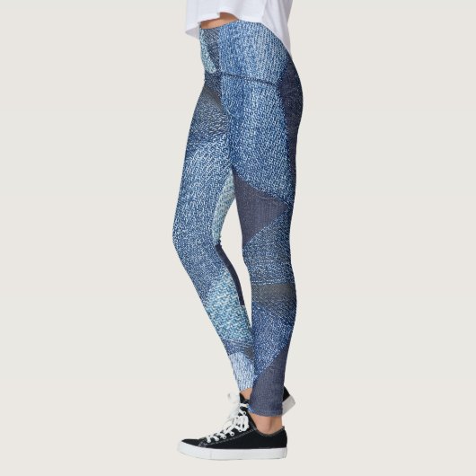 Leggings Denim Urban : Patchwork à rayures détendues. (Gauche)