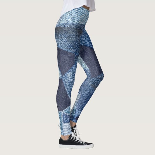 Leggings Denim Urban : Patchwork à rayures détendues. (Droite)