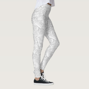 Leggings Dentelle blanche argentée