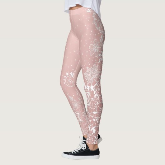 Leggings Dentelle blanche élégante florale et conception de (Gauche)